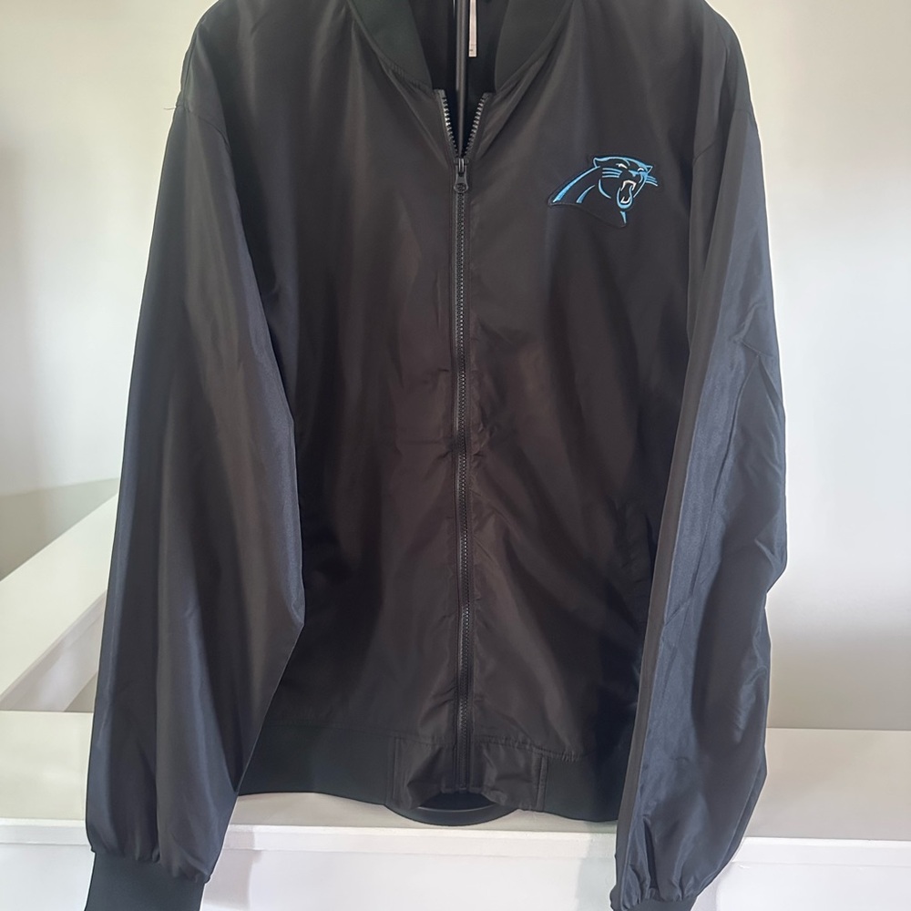 Carolina Panthers Black Bomber Jacket with Blue Logo